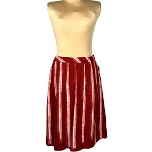 NWT Coldwater Creek Linen Pleated Skirt Medium Paint Stripe‎ Casual Career
